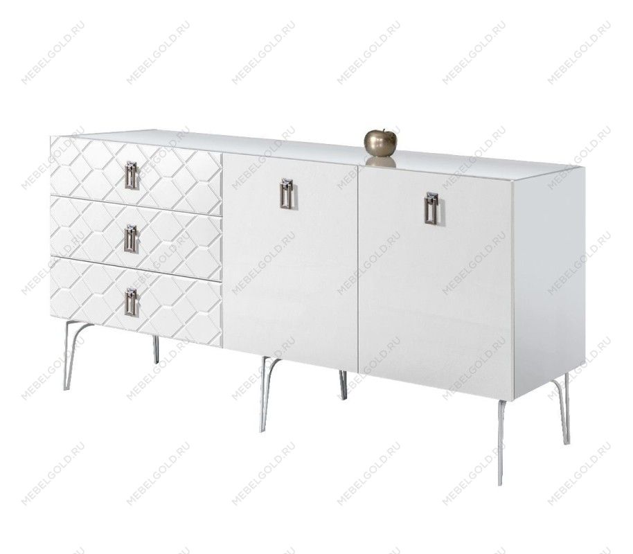 Комод 1.6м Bogemia Farfalle (Белый) (Lakobel/Хром) БМКМ-4(Fa)