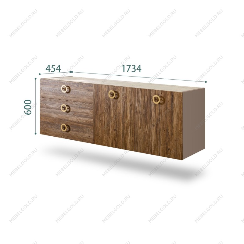 Комод 1.6м Bogemia Fly Wood Fi (Мокка) (Novabuk/Золото) БМКМ-4