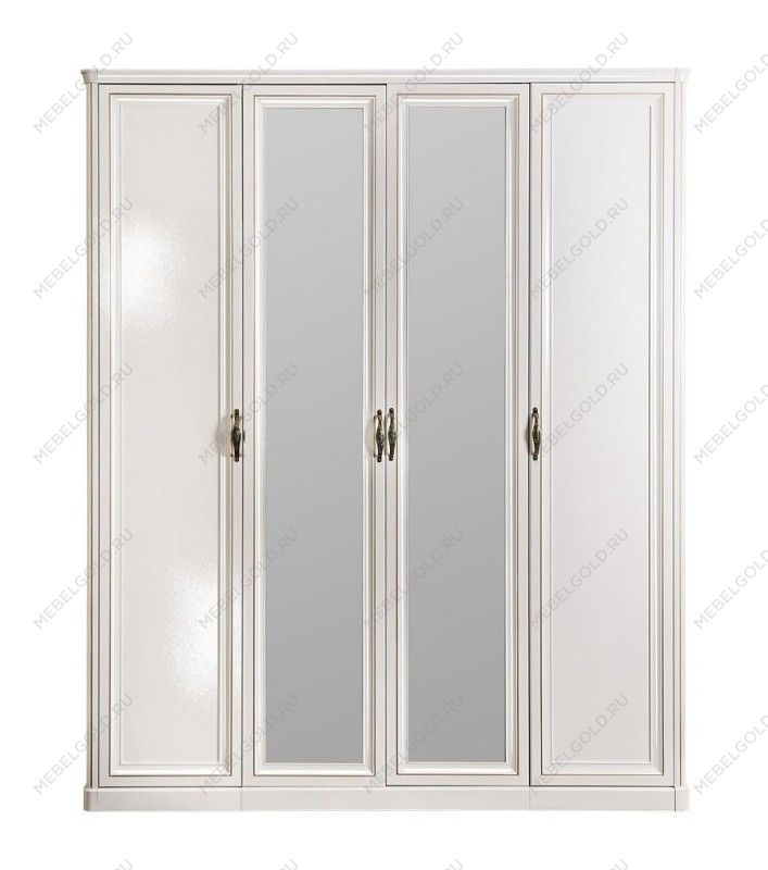 Шкаф Натали 4-дверный (1+2+1) с зеркалом белый глянец | изображение 1
