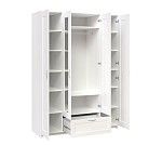 БРИМНЭС / СИРИУС Шкаф четырёхдверный ИКЕА / IKEA белый с одним выдвижным ящиком и двумя зеркалами | изображение 2