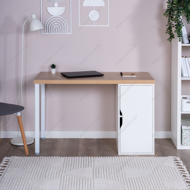 ИНГАР 2/ДВ/T стол письменный 140x75x55, дуб беленый/белый | изображение 3