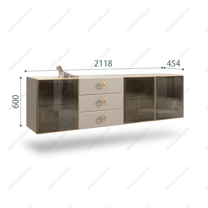 Комод 2.1м Bogemia Fly Fi (Ваниль) (Lakobel/Золото) БМКМ-5[5]