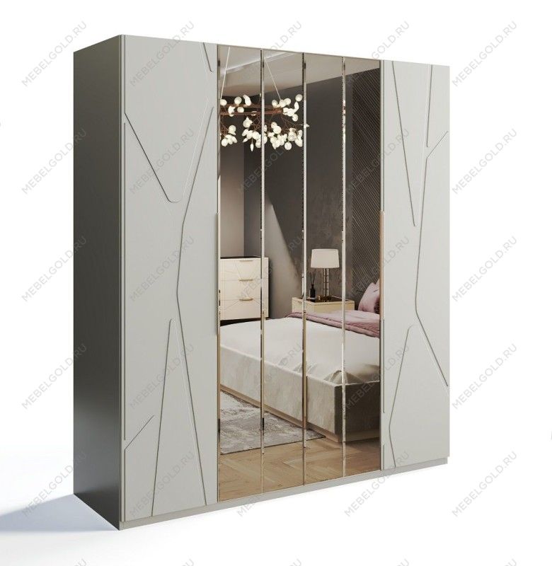 Шкаф Лейла 4-дверный светло серый камень