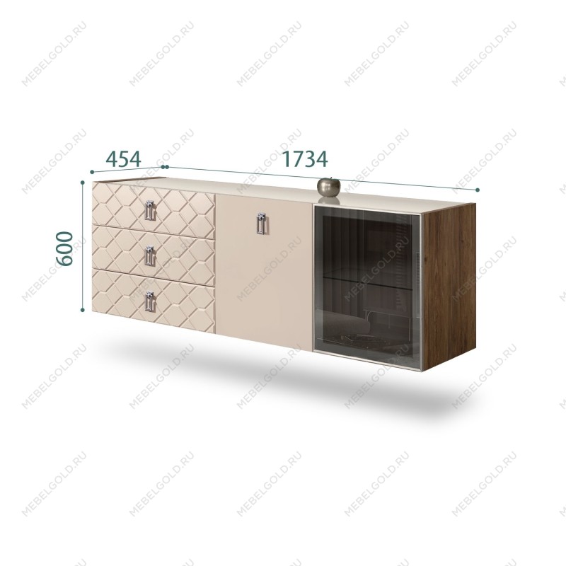 Комод 1.6м Bogemia Woodline Fly Fa (Ваниль) (Lakobel/Хром) БМКМ-4[5][10]