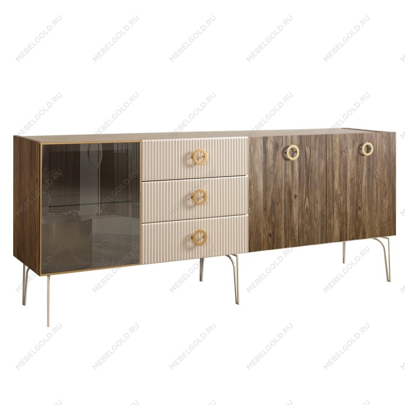 Комод 2.1м Bogemia Woodline Wood Fi (Слоновая кость) (Novabuk/Золото) БМКМ-5[4]