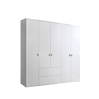 Шкаф 5-ти дверный с ящиками Римини (Белый/Серебро) РМШ2/51