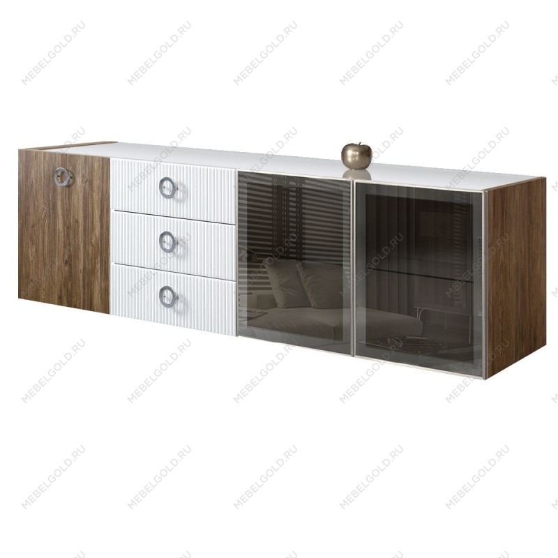 Комод 2.1м Bogemia Woodline Fly Wood Fi (Белый) (Lakobel/Хром) БМКМ-5[5][10]