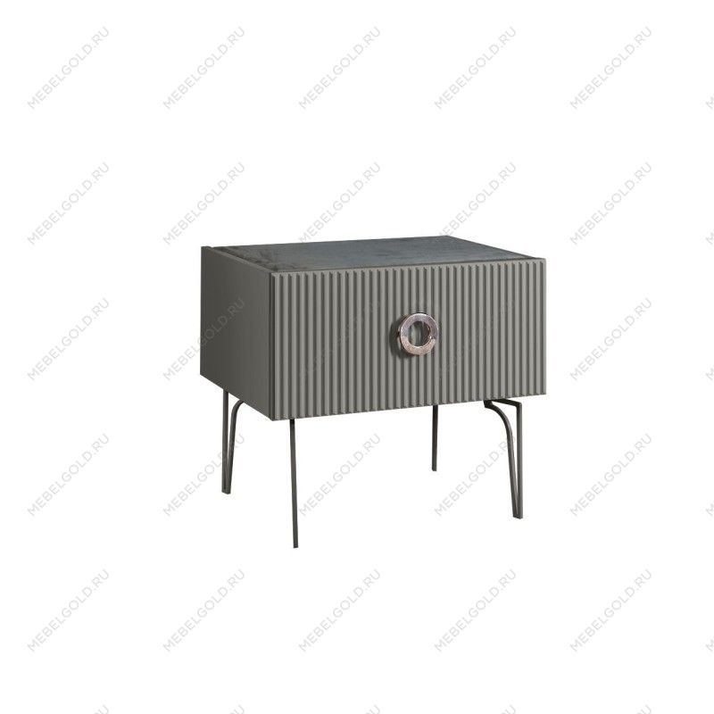 Тумба прикроватная Bogemia Fillini (Серый) (Novabuk/Хром) БМТП-1(Fi)