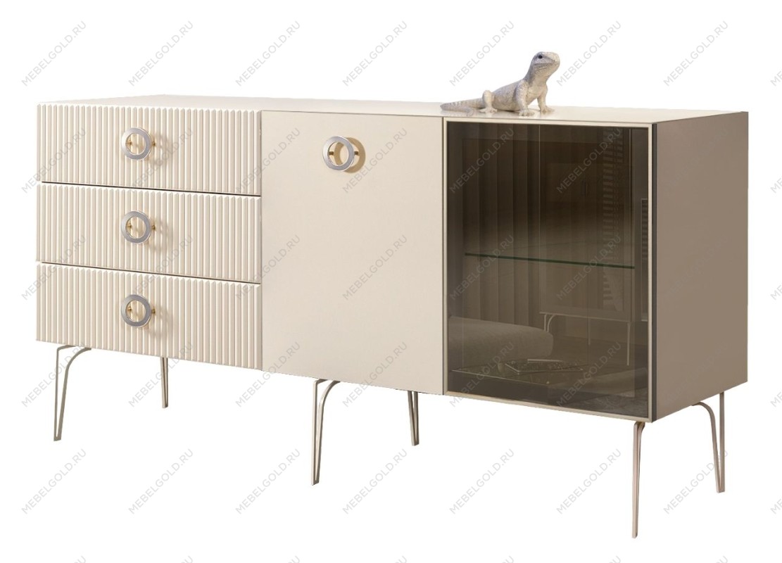 Комод 1.6м Bogemia Fillini (Слоновая кость) (Lakobel/Хром) БМКМ-4(Fi)[5][10]