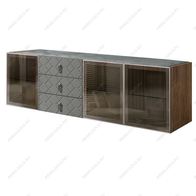 Комод 2.1м Bogemia Woodline Fly Fa (Серый) (Novabuk/Хром) БМКМ-5[5]