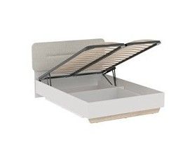 Кровать 1400 со светлой мягкой вставкой NEW и подъемным механизмом, Аврора Дуб Мария/Кашемир