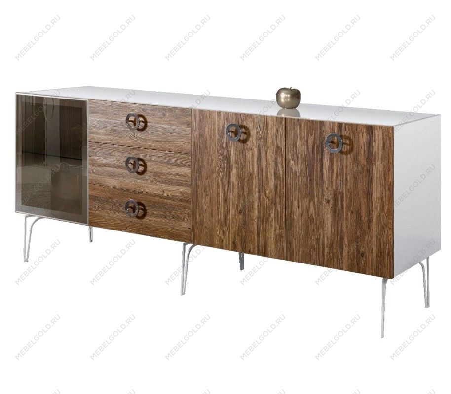 Комод 2.1м Bogemia Wood Fi (Белый) (Lakobel/Хром) БМКМ-5(Wo)[4]