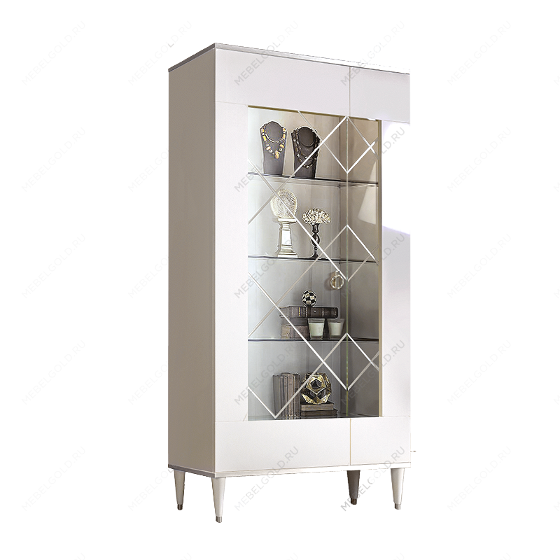 Витрина 2-ств. Римини (Белый/Серебро) (Левая) РМВ2-2С