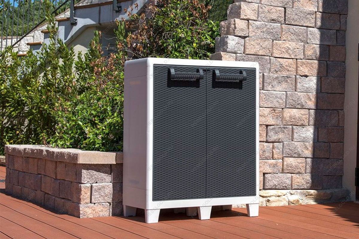 Уличный шкаф TOOMAX 2х дверный глубокий SANTORINI XL (2 полки), светло-серый/антрацит | изображение 2