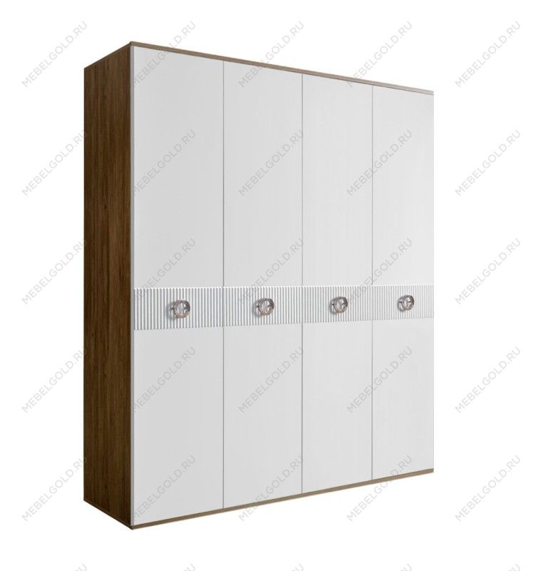 Шкаф 4-х дверный Bogemia Woodline Fi (Белый/Хром) БМШ2/4