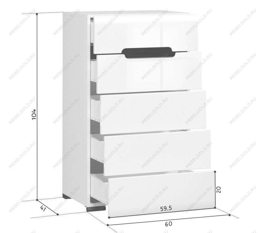 Комод Ацтека KOM5S/10/6 белый | изображение 5