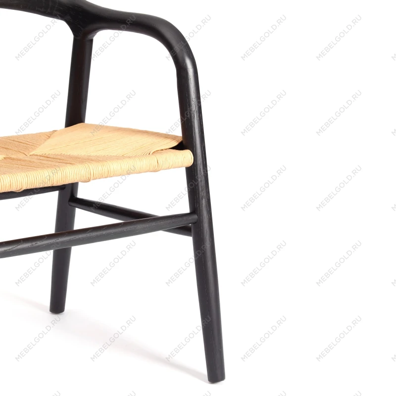 Стул VALI, дерево вяз/бечевка, черный, 50х46х77 см | изображение 6