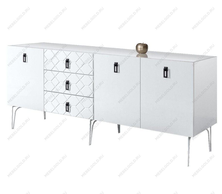 Комод 2.1м Bogemia Farfalle (Белый) (Lakobel/Черный) БМКМ-5(Fa)