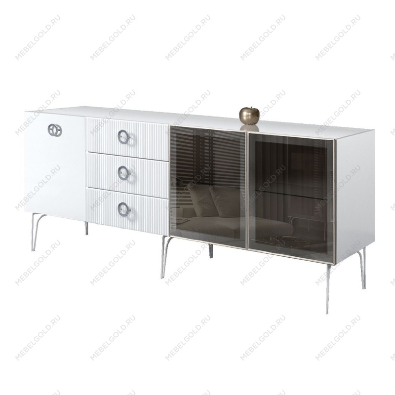 Комод 2.1м Bogemia Fillini (Белый) (Lakobel/Хром) БМКМ-5(Fi)[5][10]