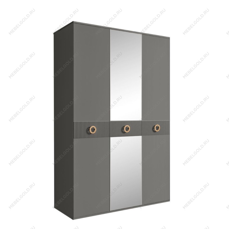 Шкаф 3-х дверный с зеркалом Bogemia Fillini (Серый/Золото) БМШ1/3(Fi)