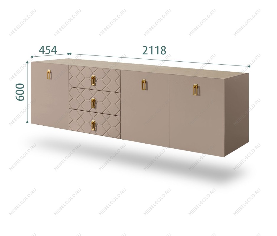 Комод 2.1м Bogemia Fly Farfalle (Мокка) (Novabuk/Золото) БМКМ-5