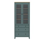 САГА шкаф с витриной 90 темно-бирюзовый/ясень | изображение 1