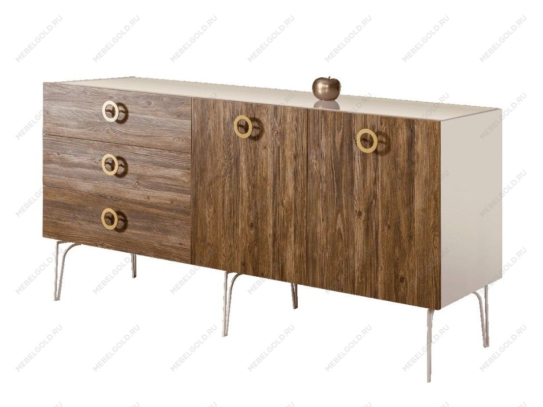 Комод 1.6м Bogemia Wood Fi (Слоновая кость) (Lakobel/Золото) БМКМ-4(Wo)