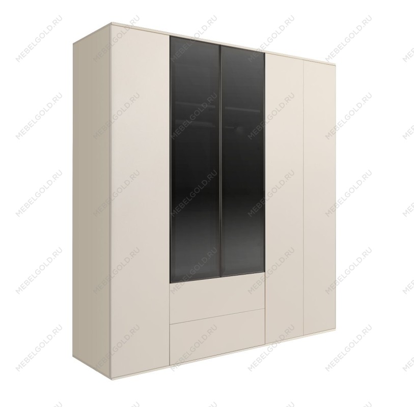 Шкаф 5-ти дв. с ящиками Bogemia Air (Слоновая кость/Черный) БМШ2/52(2)