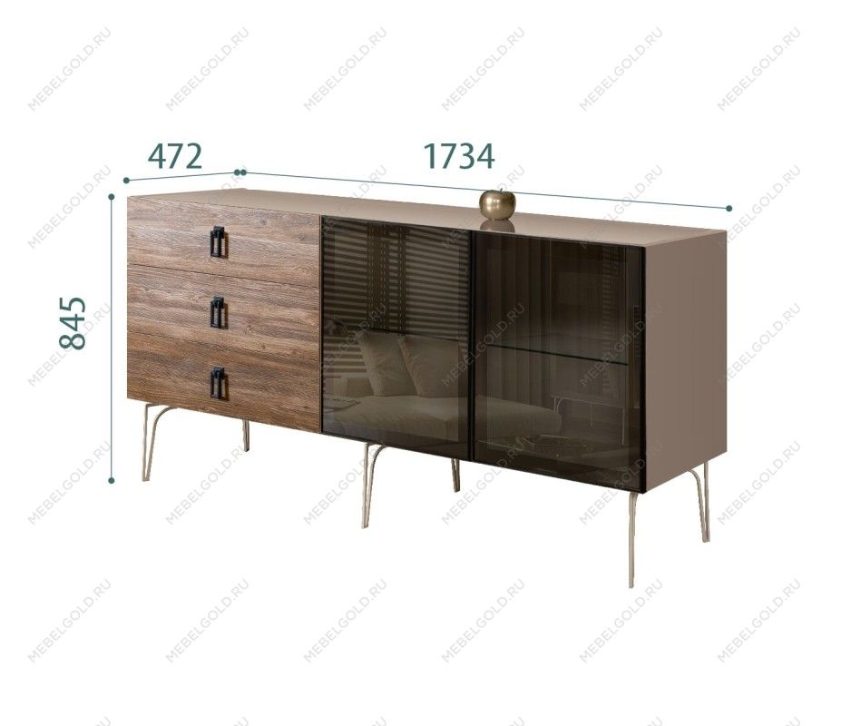 Комод 1.6м Bogemia Wood Fa (Мокка) (Lakobel/Черный) БМКМ-4(Wo)[5]