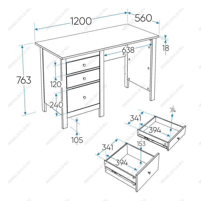 САГА стол письменный 120х56 белый | изображение 1