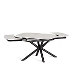 Стол обеденный Winston/Винстон, столешница керамика (глянцевая) / опоры металл, белый/черный, (120+30+30)x80x75(+1) см | изображение 6