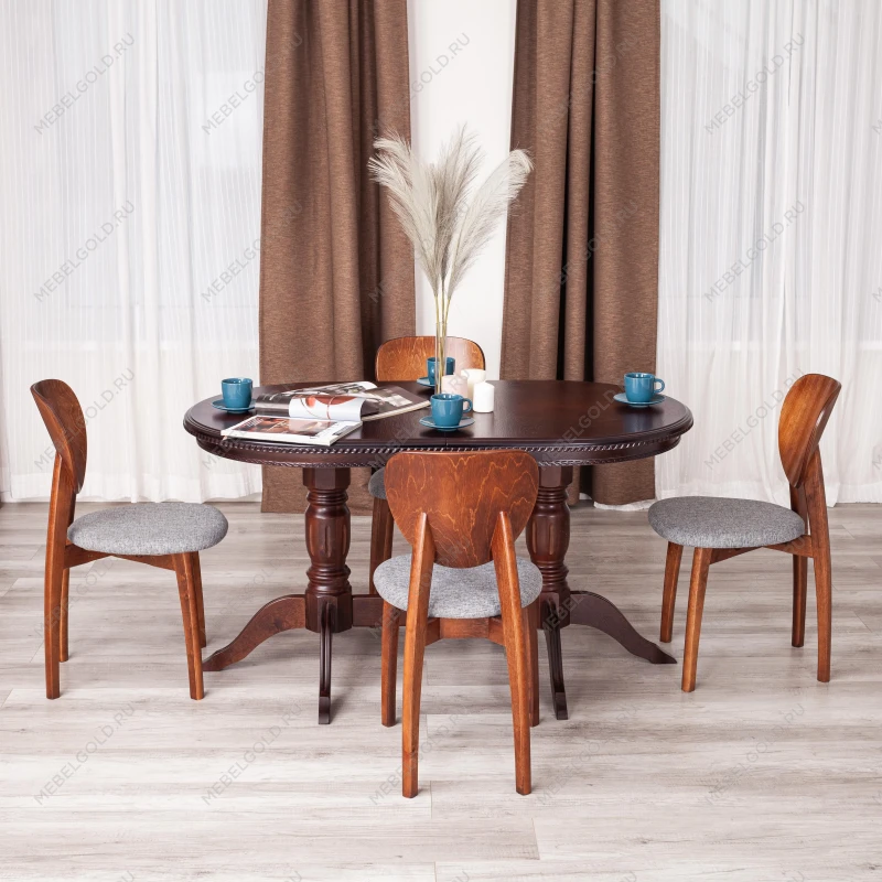 Стул DIAMANTE мягкое сидение, бук, 42x42x85см, коричневый, ткань wool dimgrey, серый | изображение 8