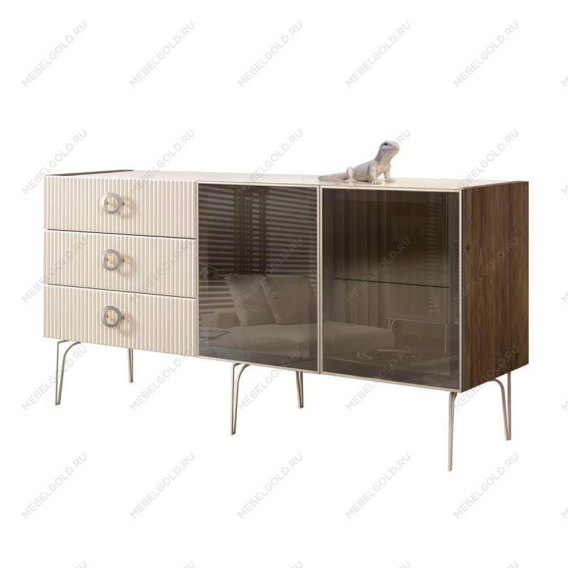 Комод 1.6м Bogemia Woodline Fi (Слоновая кость) (Lakobel/Хром) БМКМ-4[5]