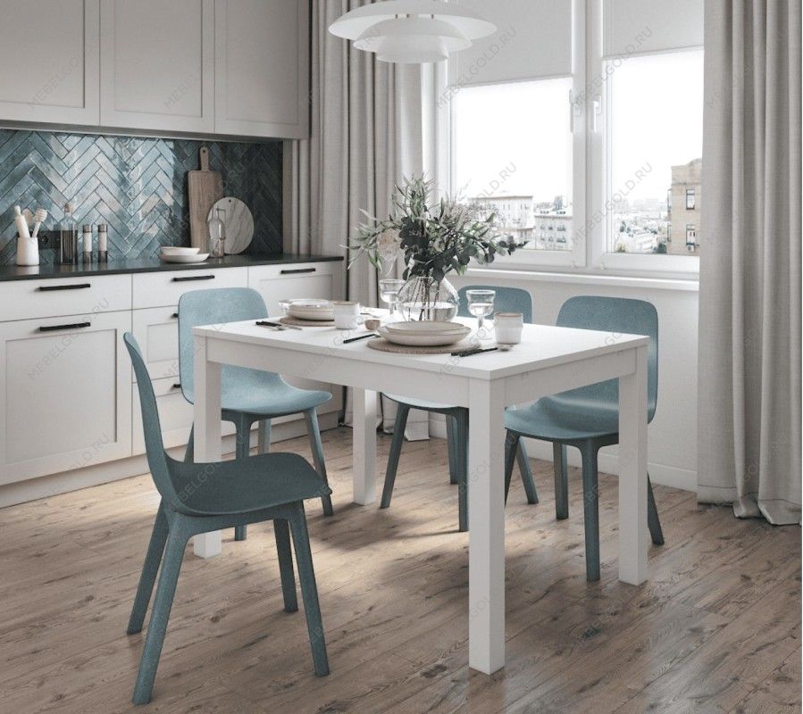 ВАРДИГ стол обеденный раскладной ИКЕА / IKEA М 120(180)x80 шпон, ясень белый | изображение 4