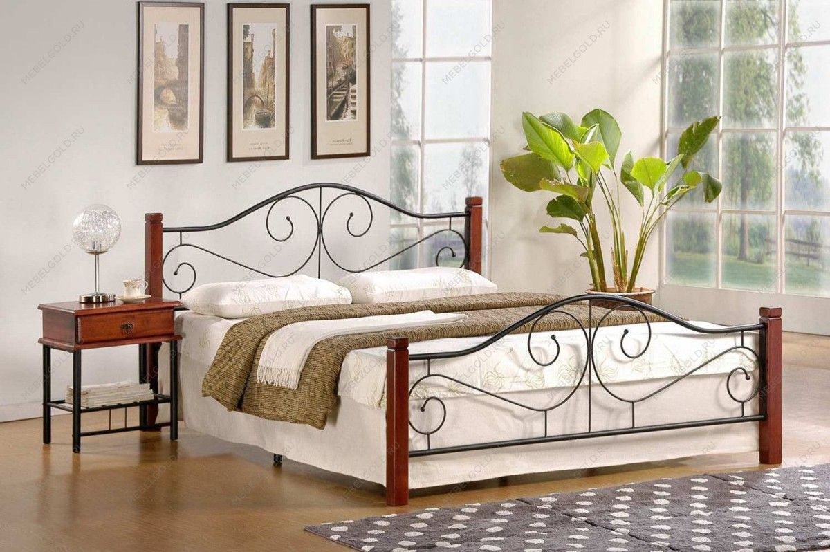 Кровать Halmar VIOLETTA 160 (античная черешня/черный) | изображение 1