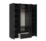 БРИМНЭС / СИРИУС Шкаф четырехдверный ИКЕА / IKEA с одним выдвижным ящиком и зеркалом, Дуб Венге | изображение 2