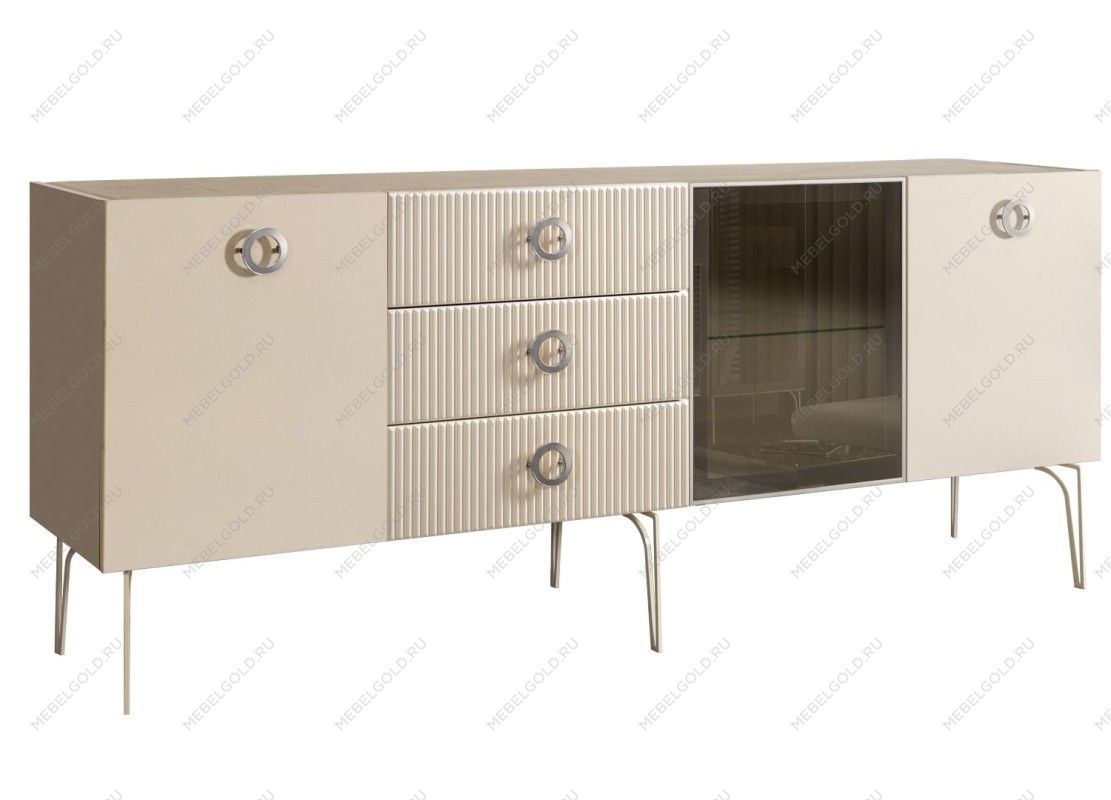 Комод 2.1м Bogemia Fillini (Слоновая кость) (Novabuk/Хром) БМКМ-5(Fi)[4]