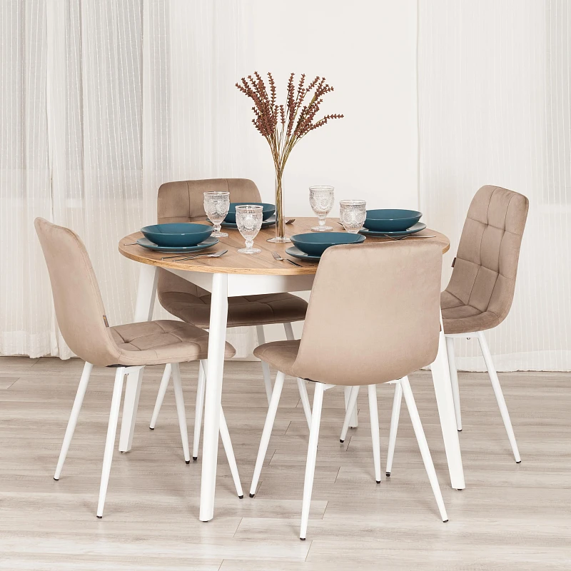 Стул CHILLY (mod. JSC-220), Велюр/металл, 44,5х52,5х88 см, Beige (бежевый) HLR8 / белый | изображение 10