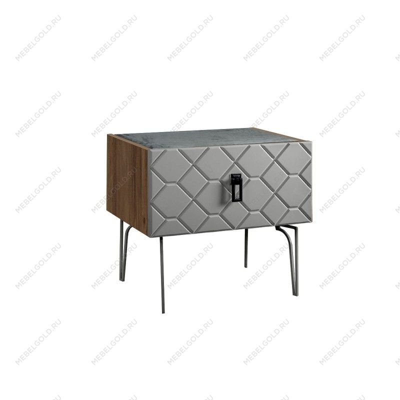 Тумба прикроватная Bogemia Woodline Fa (Серый) (Novabuk/Черный) БМТП-1