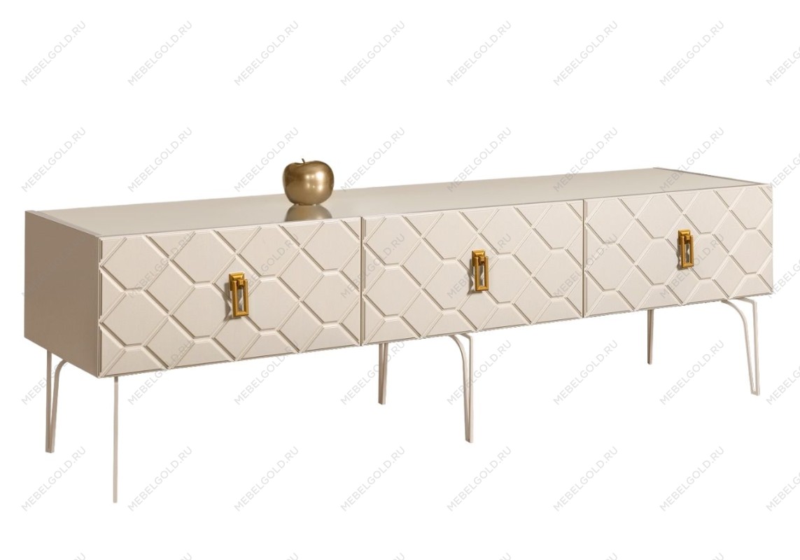 Тумба под телевизор 1.6м Bogemia Farfalle (Слоновая кость) (Lakobel/Золото) БМТ-1(Fa)