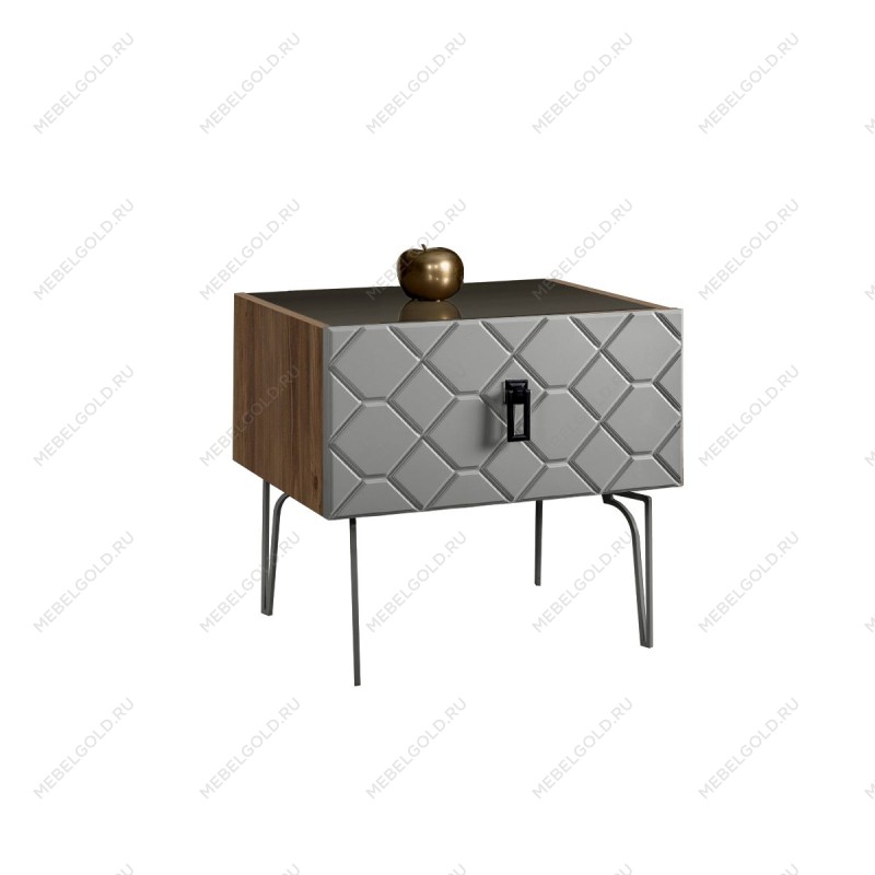 Тумба прикроватная Bogemia Woodline Fa (Серый) (Lakobel/Черный) БМТП-1
