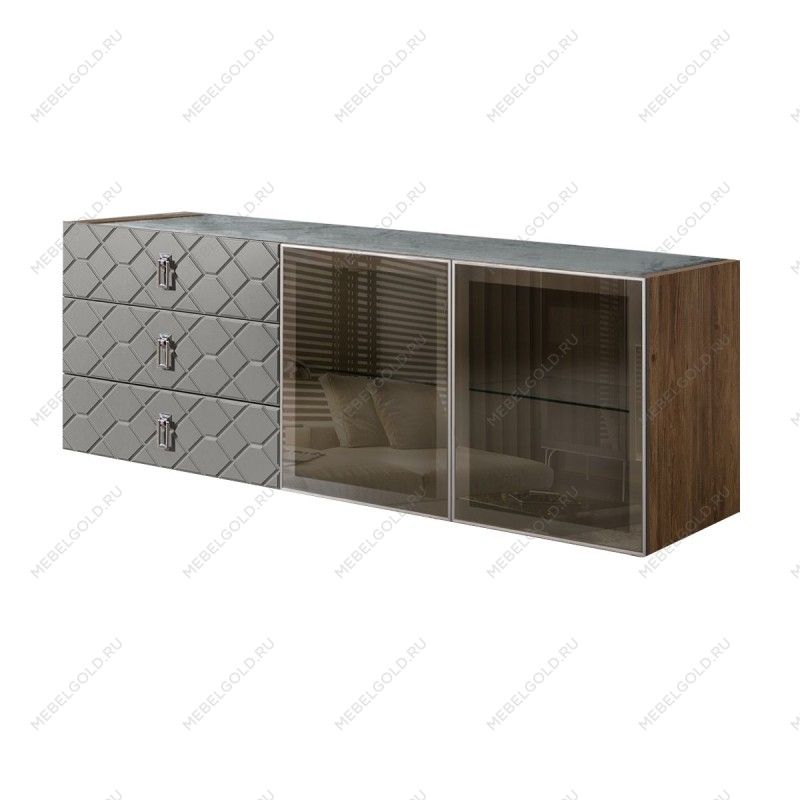 Комод 1.6м Bogemia Woodline Fly Fa (Серый) (Novabuk/Хром) БМКМ-4[5]