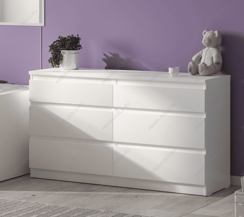 КАСТОР (KULLEN) комод ИКЕА / IKEA 6 ящиков белый | изображение 4