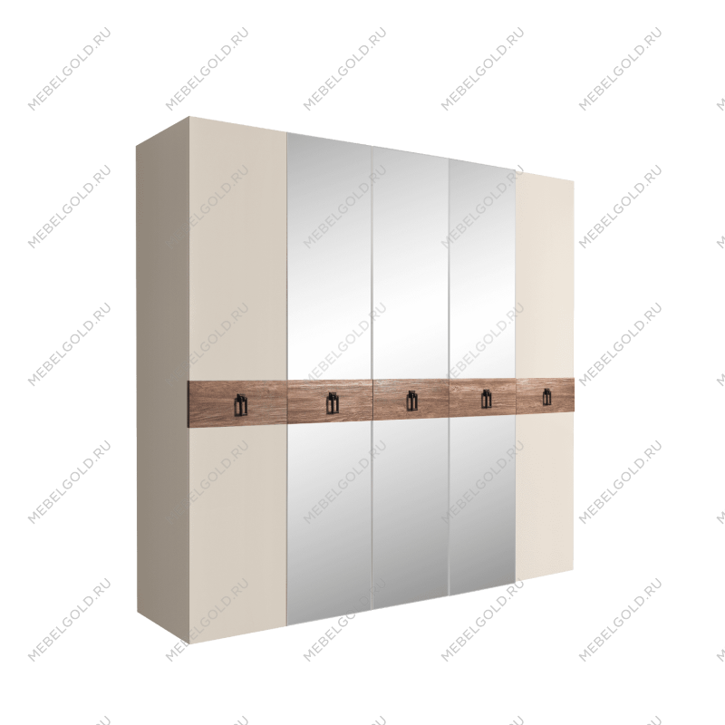 Шкаф 5-ти дв. с зеркалами Bogemia Wood Fa (Слоновая кость/Черный) БМШ1/5(Wo)