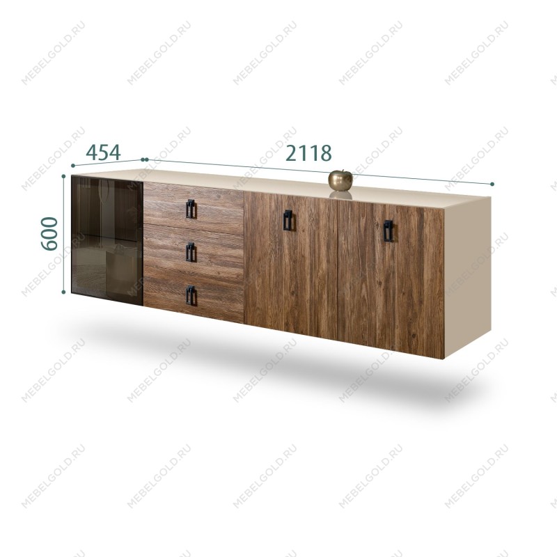 Комод 2.1м Bogemia Fly Wood Fa (Ваниль) (Lakobel/Черный) БМКМ-5[4]