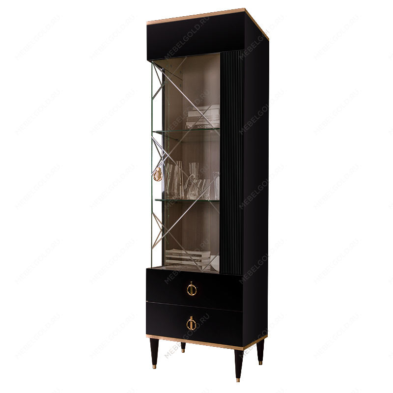 Витрина 1-ств. Римини СОЛО (Черный/Золото) (Правая) РМВ1-1С(s)