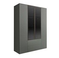 Шкаф 4-х дв. с ящиками Bogemia Air (Серый/Черный) БМШ2/42(2)