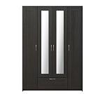 БРИМНЭС / СИРИУС Шкаф четырёхдверный ИКЕА / IKEA с одним выдвижным ящиком и двумя зеркалами, Дуб Венге | изображение 1