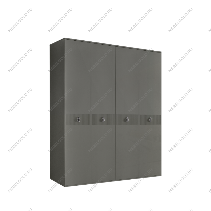 Шкаф 4-х дверный Римини СОЛО (Серый/Серебро) РМШ2/4(s)