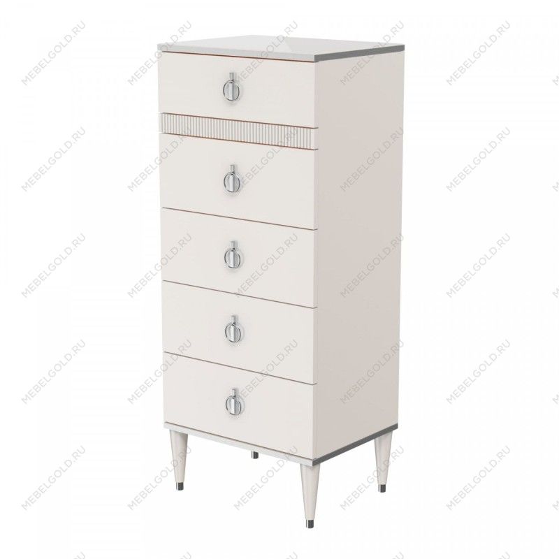 Комод узкий с планкой Римини СОЛО (Слоновая кость/Серебро) РМКМ-2(s)